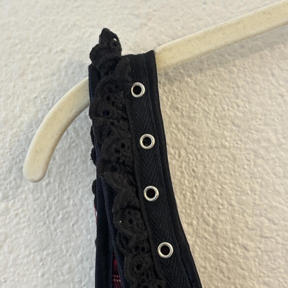 Tripp NYC Plaid Lace Corset Top Size 1X Punk Goth Emo Y2K Grommet - Picture 7 of 16